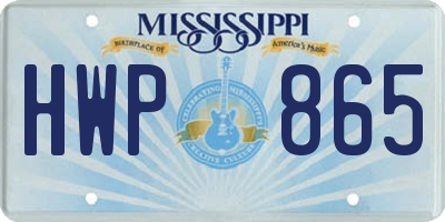 MS license plate HWP865