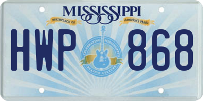 MS license plate HWP868