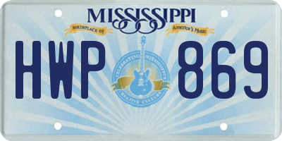 MS license plate HWP869
