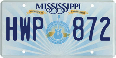 MS license plate HWP872