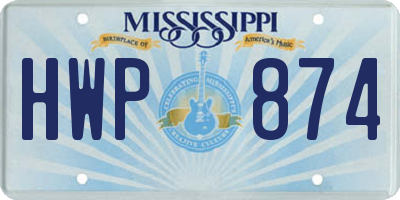 MS license plate HWP874