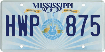 MS license plate HWP875