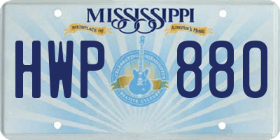 MS license plate HWP880