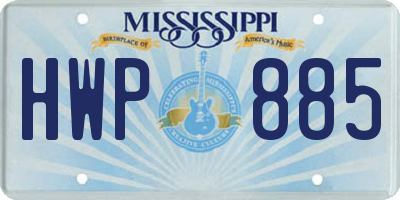 MS license plate HWP885