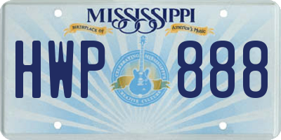 MS license plate HWP888