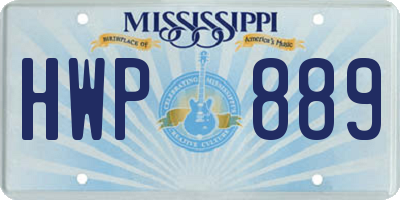 MS license plate HWP889