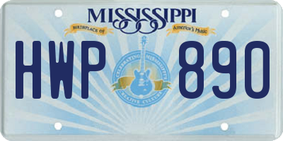 MS license plate HWP890