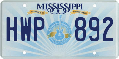 MS license plate HWP892
