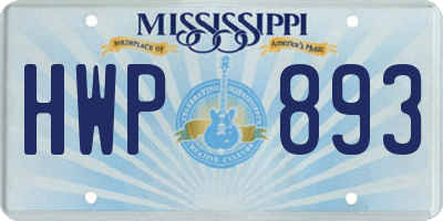 MS license plate HWP893