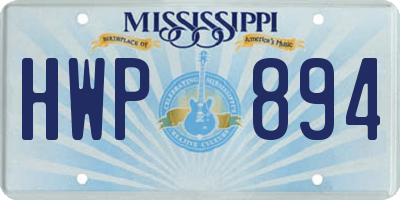 MS license plate HWP894