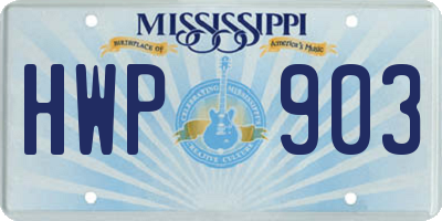 MS license plate HWP903