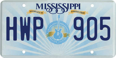 MS license plate HWP905
