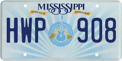 MS license plate HWP908