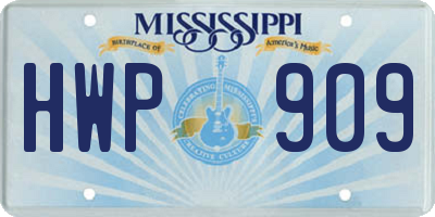 MS license plate HWP909