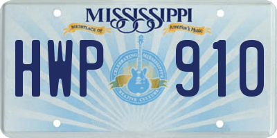 MS license plate HWP910