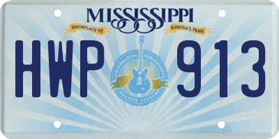 MS license plate HWP913