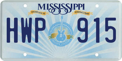 MS license plate HWP915