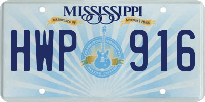 MS license plate HWP916