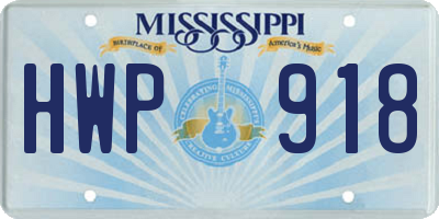 MS license plate HWP918
