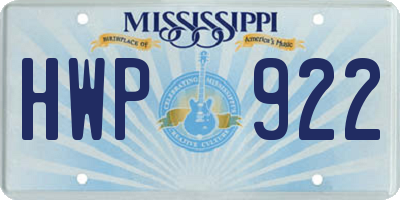 MS license plate HWP922