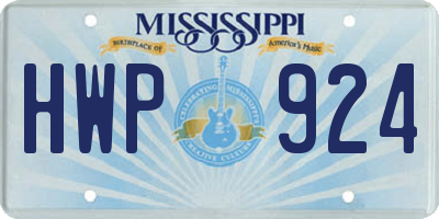 MS license plate HWP924