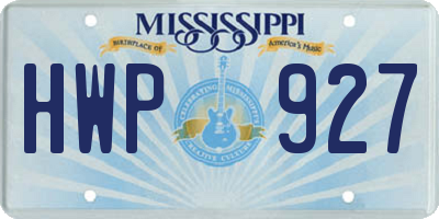 MS license plate HWP927