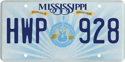 MS license plate HWP928