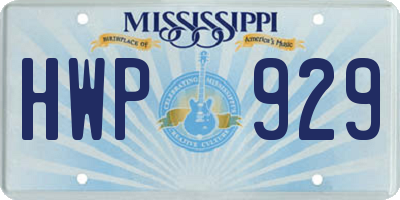 MS license plate HWP929
