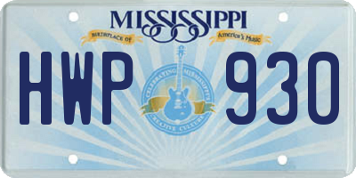 MS license plate HWP930