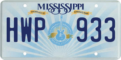 MS license plate HWP933