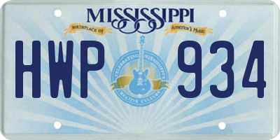 MS license plate HWP934