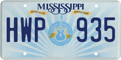 MS license plate HWP935