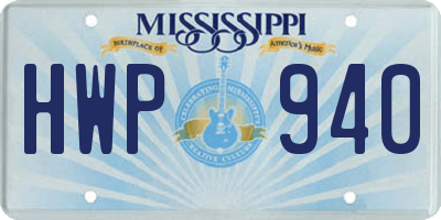 MS license plate HWP940