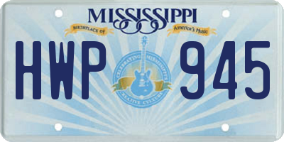 MS license plate HWP945