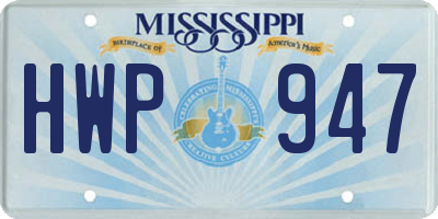 MS license plate HWP947