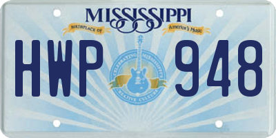 MS license plate HWP948