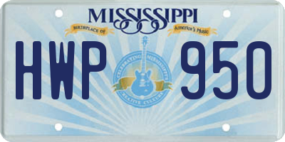 MS license plate HWP950