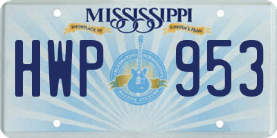 MS license plate HWP953