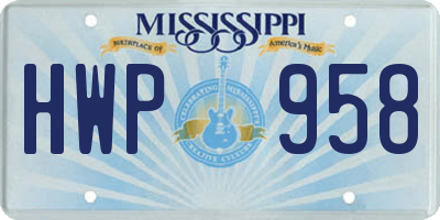 MS license plate HWP958