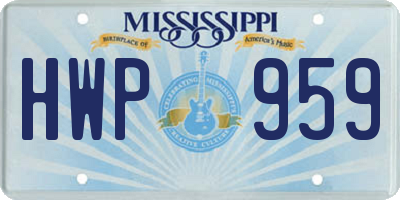 MS license plate HWP959
