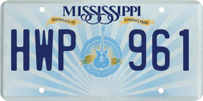 MS license plate HWP961