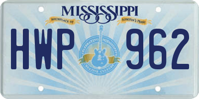 MS license plate HWP962