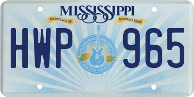 MS license plate HWP965