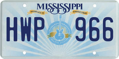MS license plate HWP966