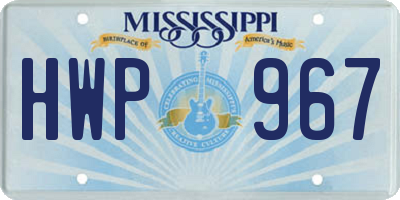 MS license plate HWP967