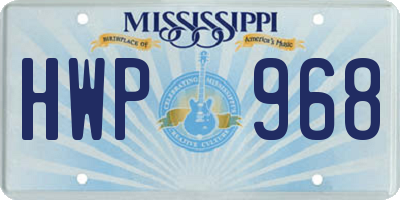 MS license plate HWP968