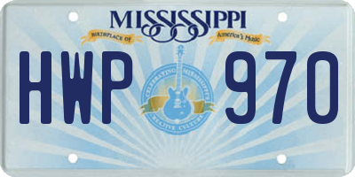 MS license plate HWP970