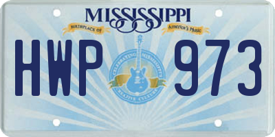 MS license plate HWP973