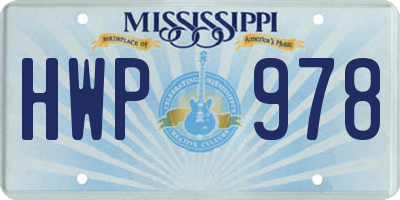 MS license plate HWP978
