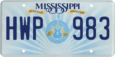 MS license plate HWP983